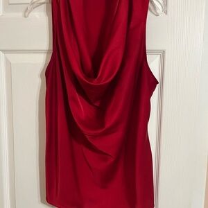 Elegant Red Draped Sleeveless Top